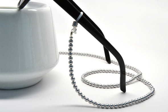 Silvery Austrian Crystal Pearls Glasses Chain