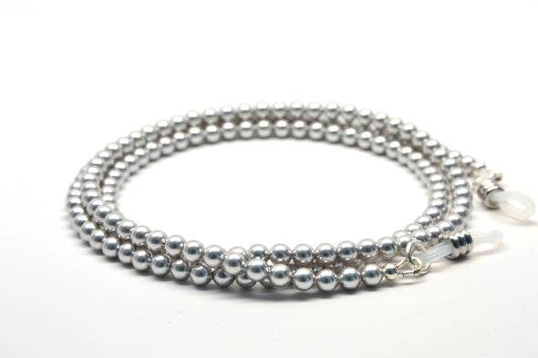 Silvery Austrian Crystal Pearls Glasses Chain