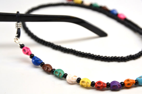 Colorful SKULLS beaded glasses chain