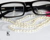 White freshwater pearl with silver glasses chain