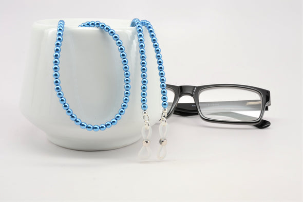 Electric Blue Czech Pearl Glasses Chain