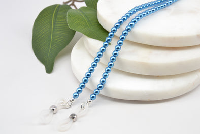 Electric Blue Czech Pearl Glasses Chain