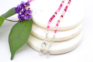 Raspberry Ice Gemstone Glasses Chain