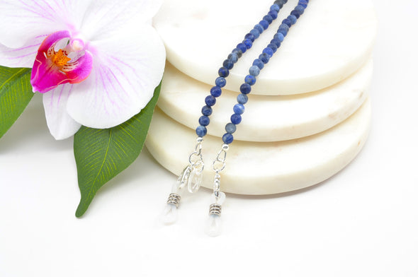 Gemstone Glasses Chain in Denim Blue Colours