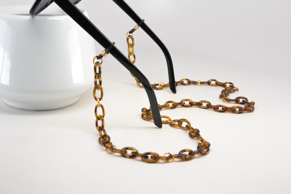 Tortoise and Gold Glasses Chain