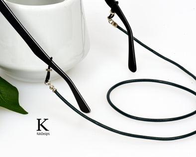 Dark Forest Green Leather Glasses Chain