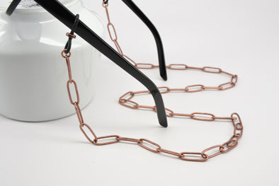Large paperclip antique copper glasses chain