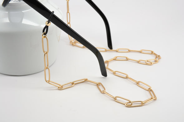 Large paperclip satin gold glasses chain
