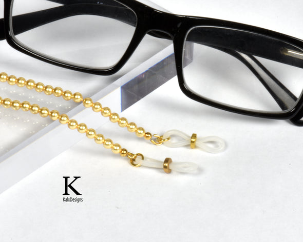 Gold Austrian pearl glasses chain