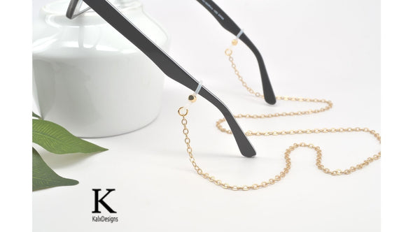 Satin gold glasses chain