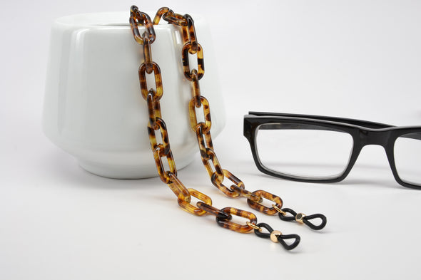 Tortoise paperclip glasses chain