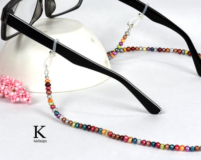 Multi-color freshwater pearl glasses chain