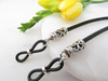 Black leather glasses chain with tibetan ends